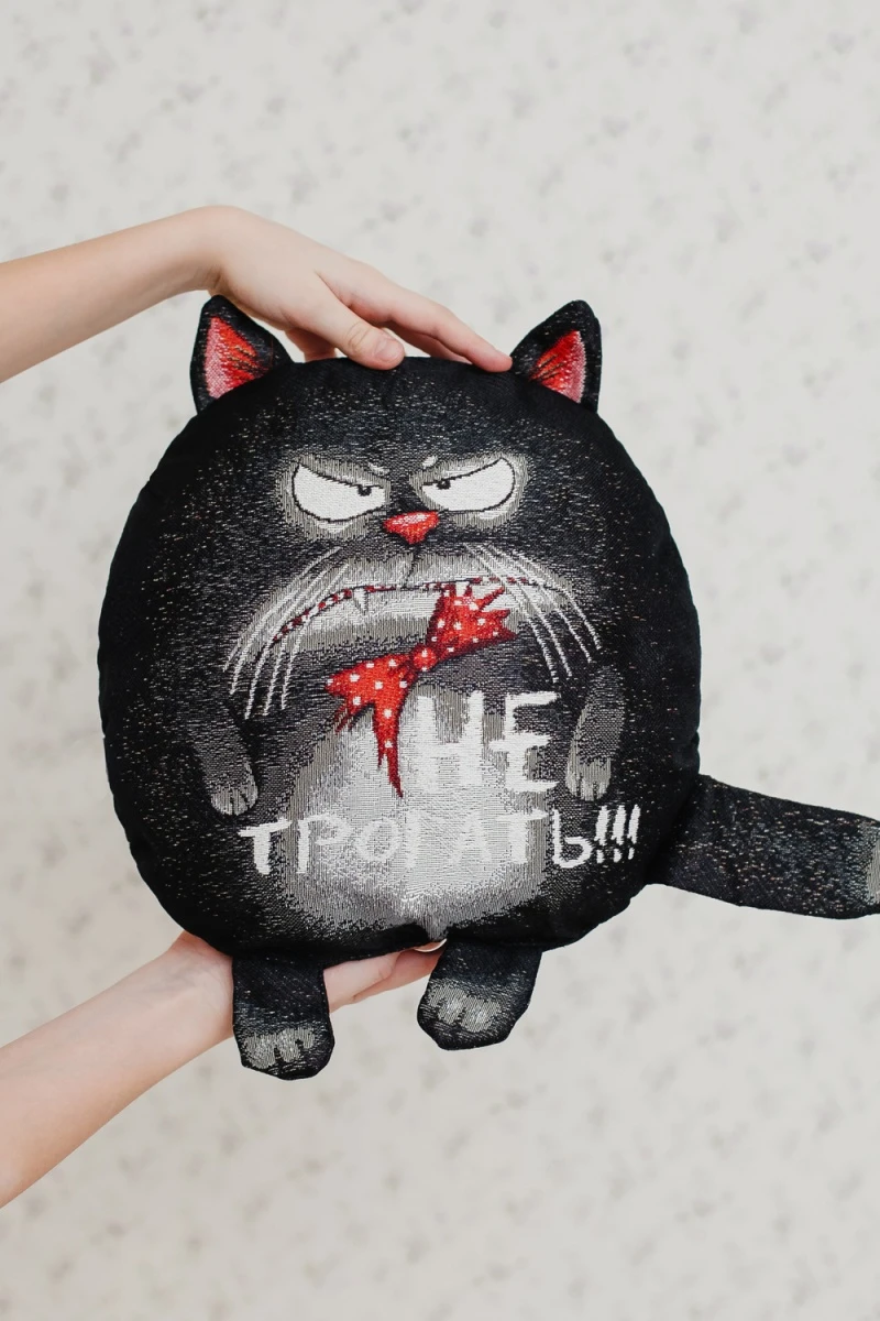 Подушка декоративная игрушка Кот обнимашка 27*27 (черный)