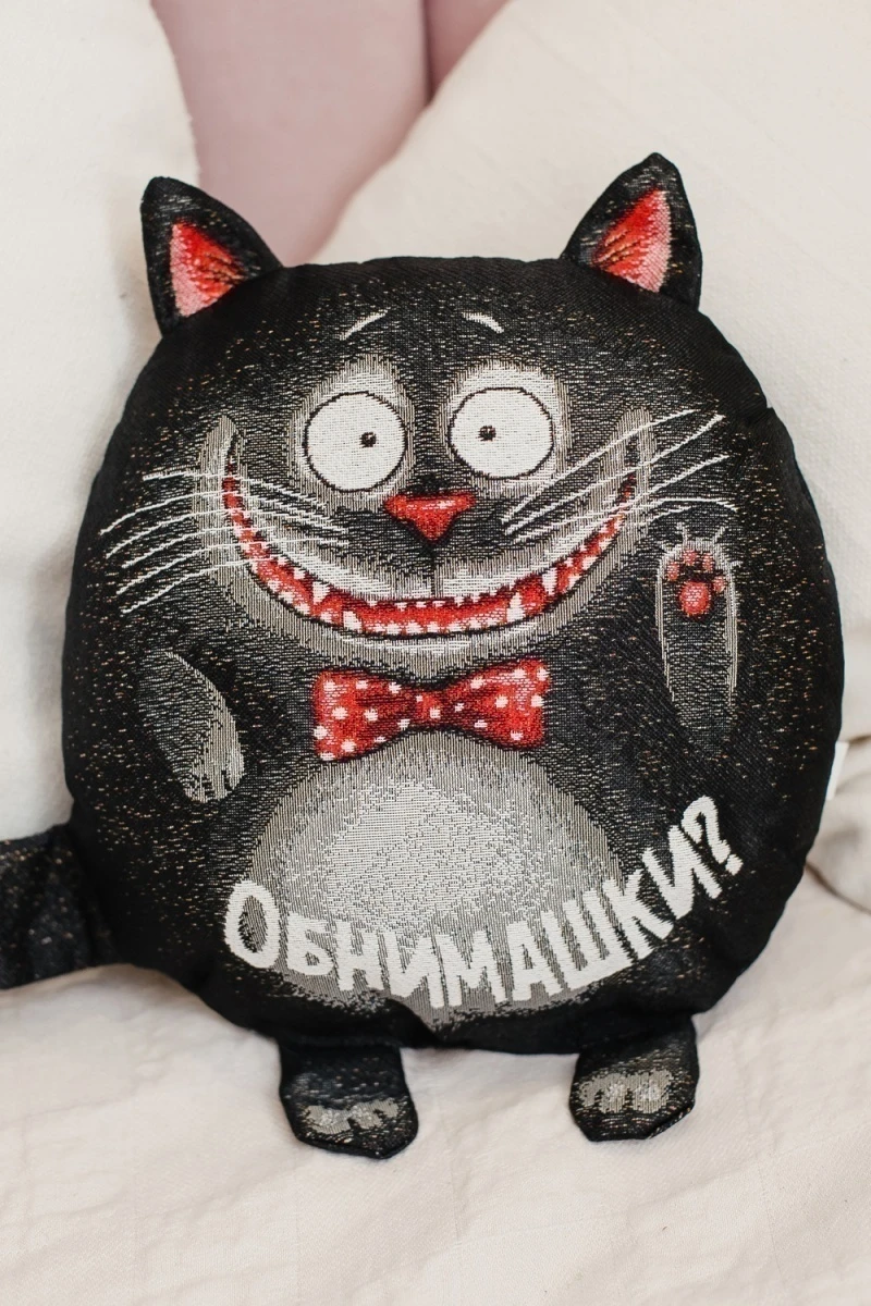 Подушка декоративная игрушка Кот обнимашка 27*27 (черный)