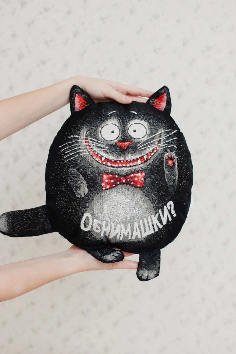 Подушка декоративная игрушка Кот обнимашка 27*27 (черный)