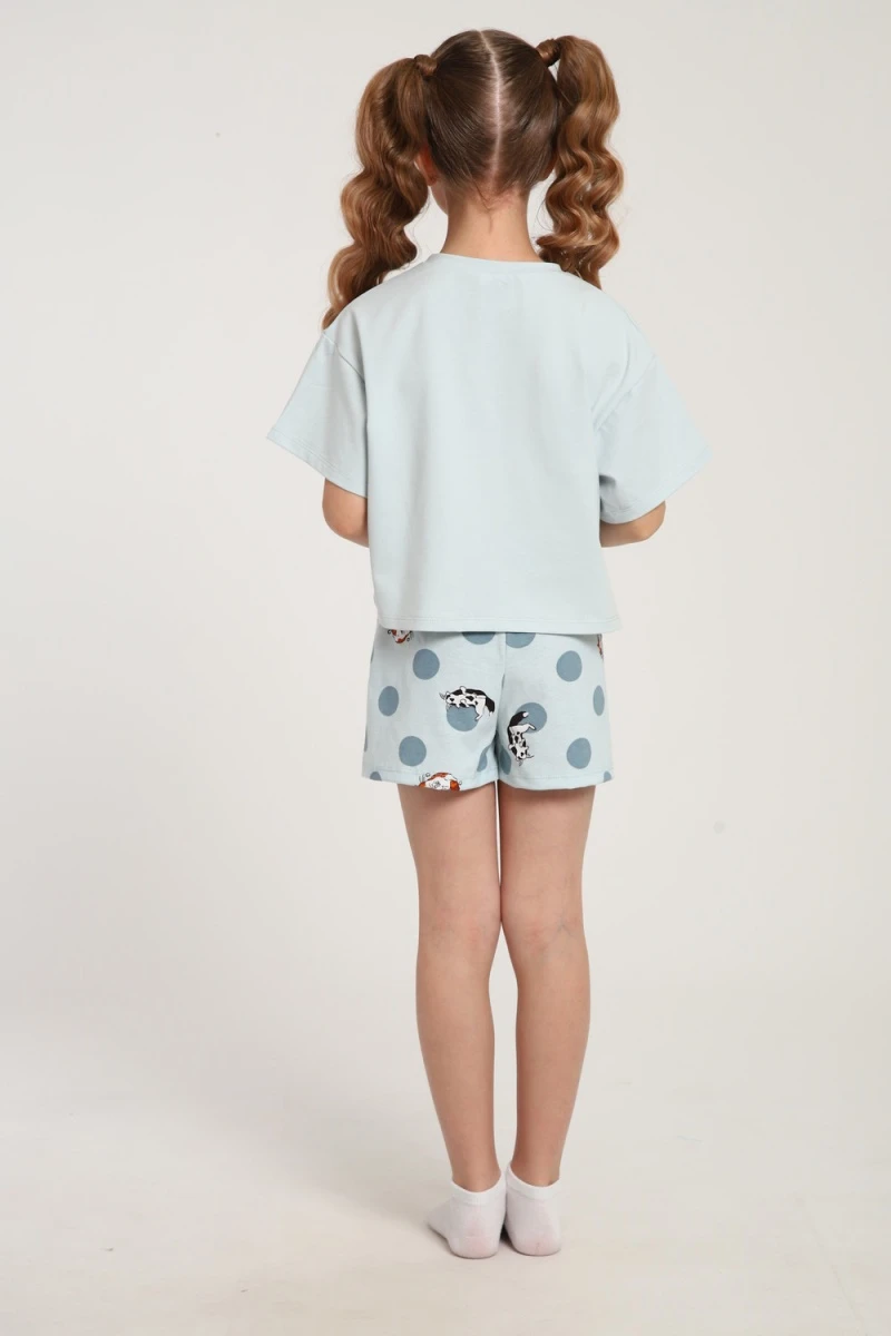 Пижама с шортами ПД-019-077 (серо-зеленый/бирюза)