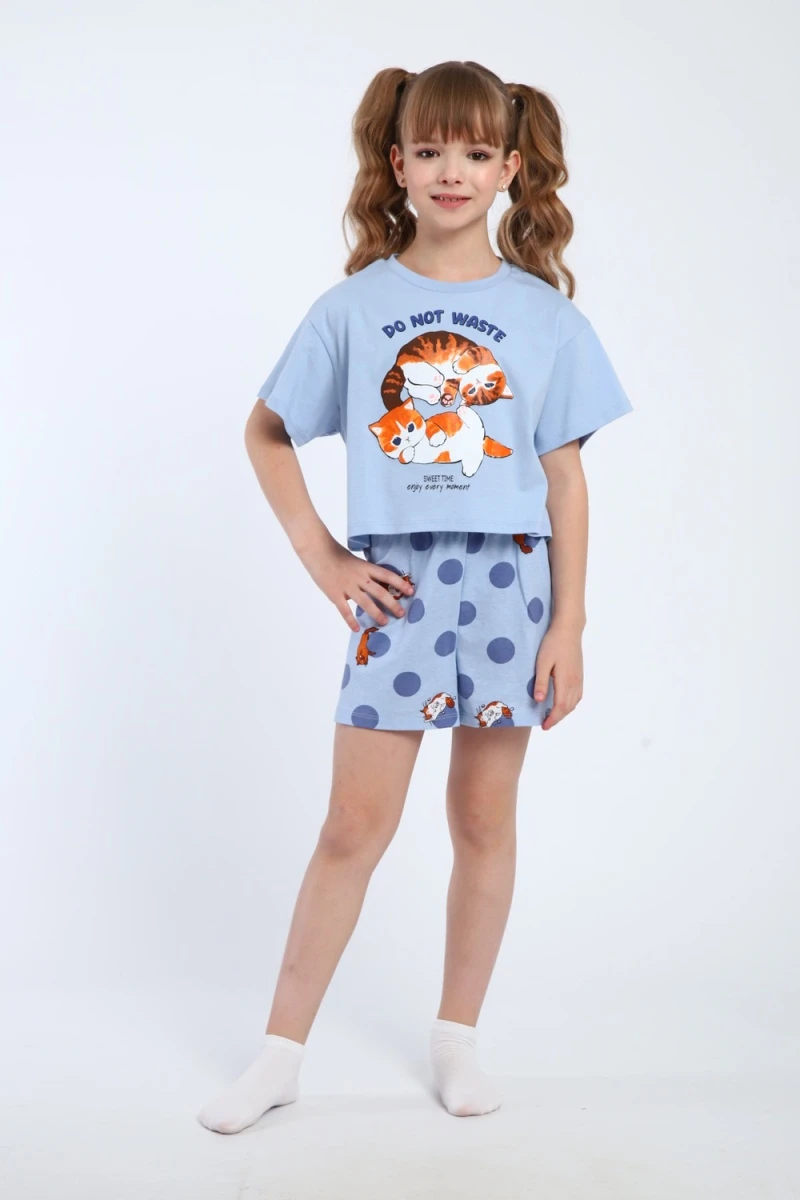 Пижама с шортами ПД-019-077 (голубой/голубой)