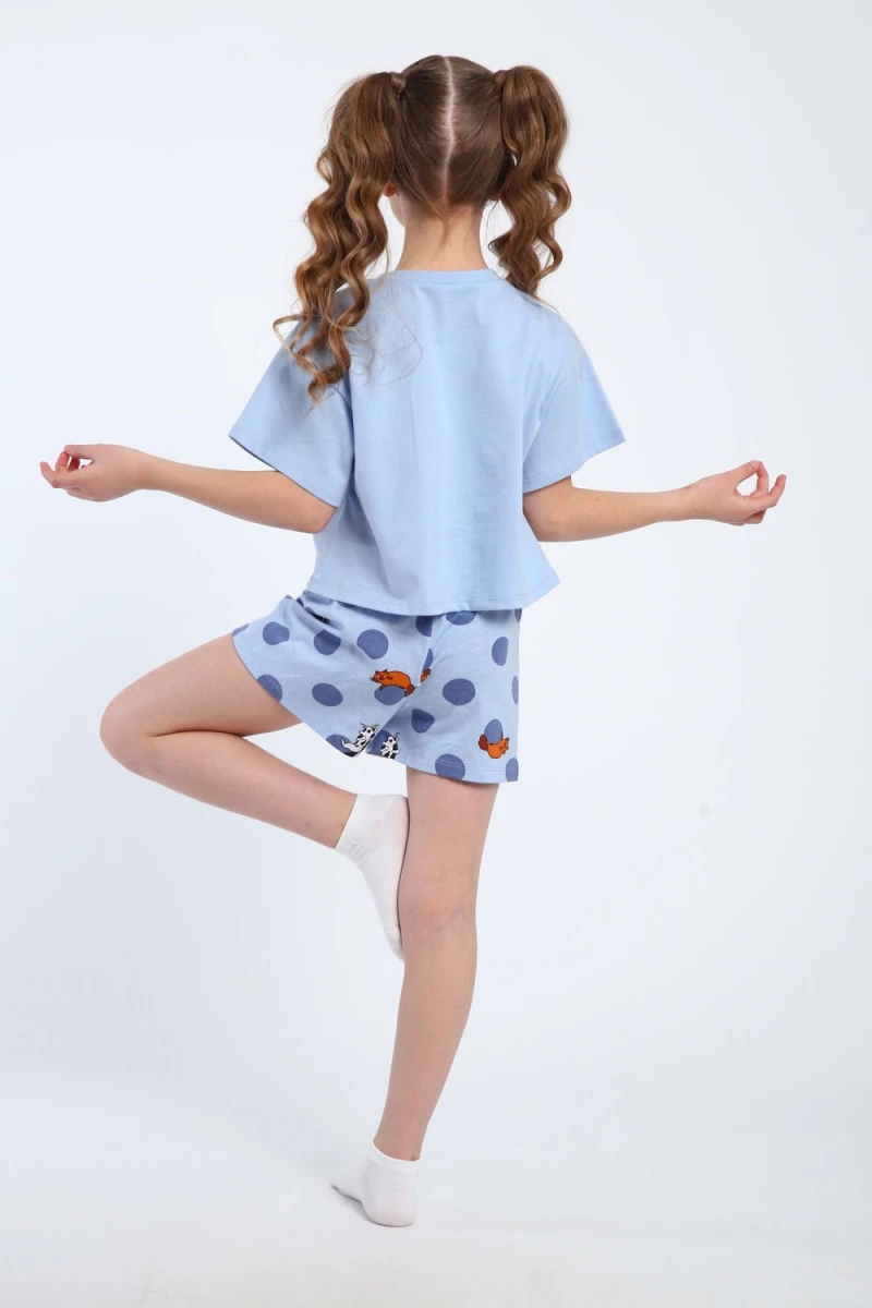 Пижама с шортами ПД-019-077 (голубой/голубой)