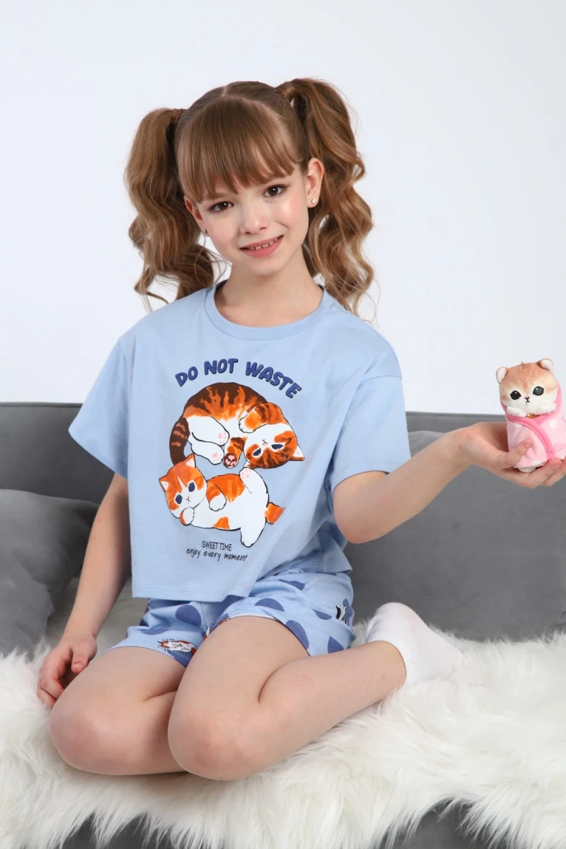 Пижама с шортами ПД-019-077 (голубой/голубой)