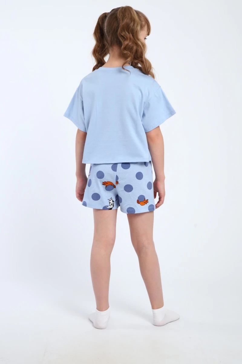 Пижама с шортами ПД-019-077 (голубой/голубой)