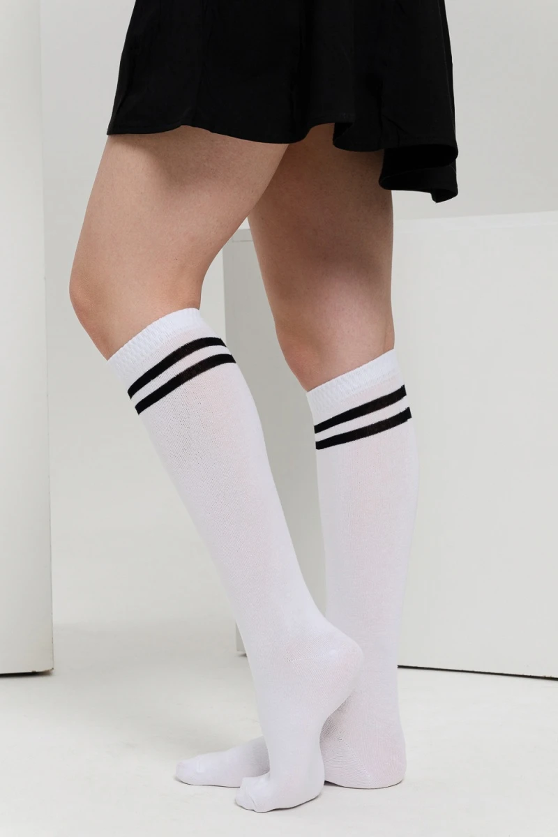 Гольфы Графика (2 полосы) (набор 2 пары) (белый)