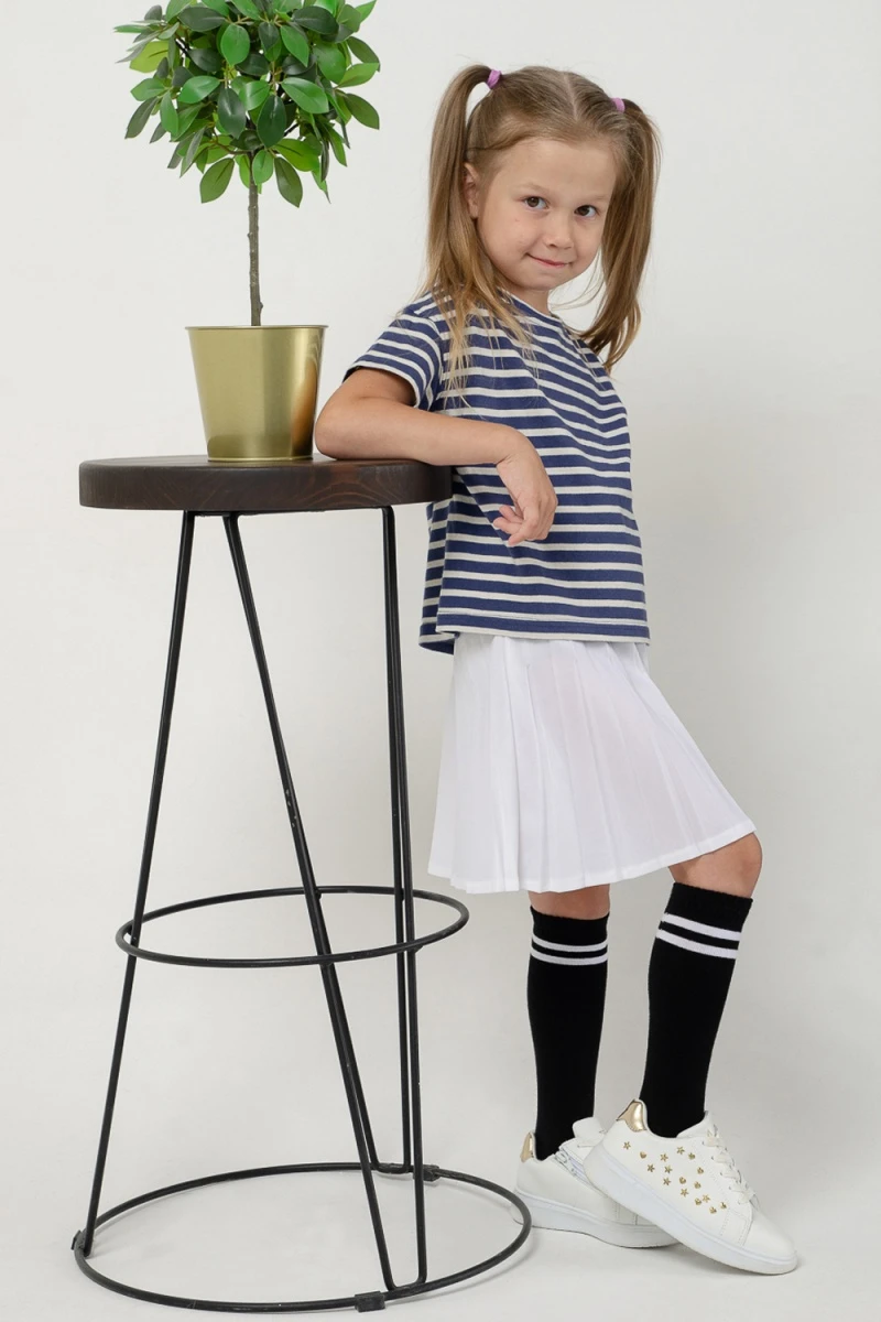 Детские гольфы Графика (2 полосы) (набор 2 пары) (белый, черный)