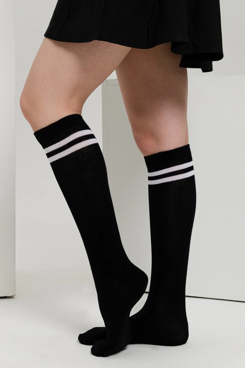 Гольфы Графика (2 полосы) (набор 2 пары) (черный)