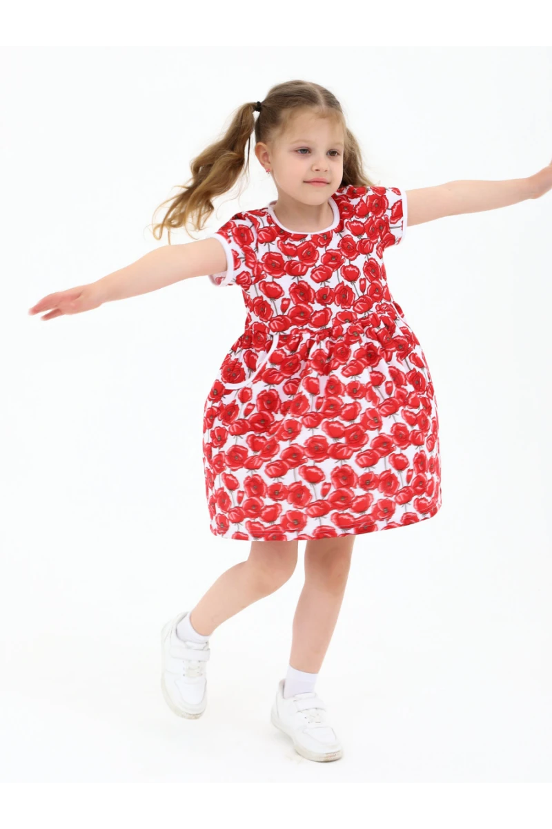 Платье 33066 Киска с карманами маки (маки)