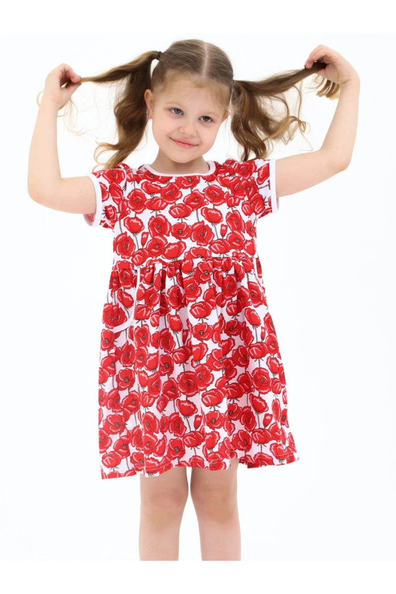 Платье 33066 Киска с карманами маки (маки)