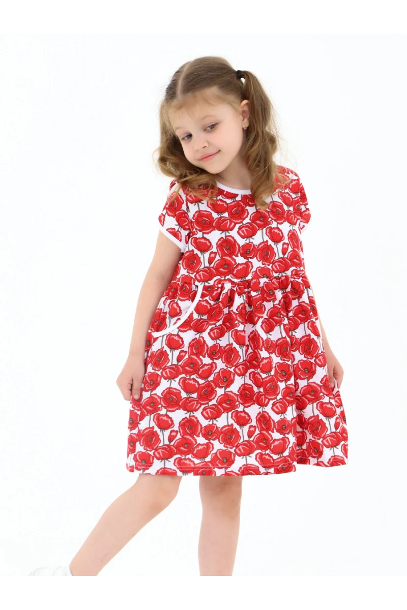 Платье 33066 Киска с карманами маки (маки)