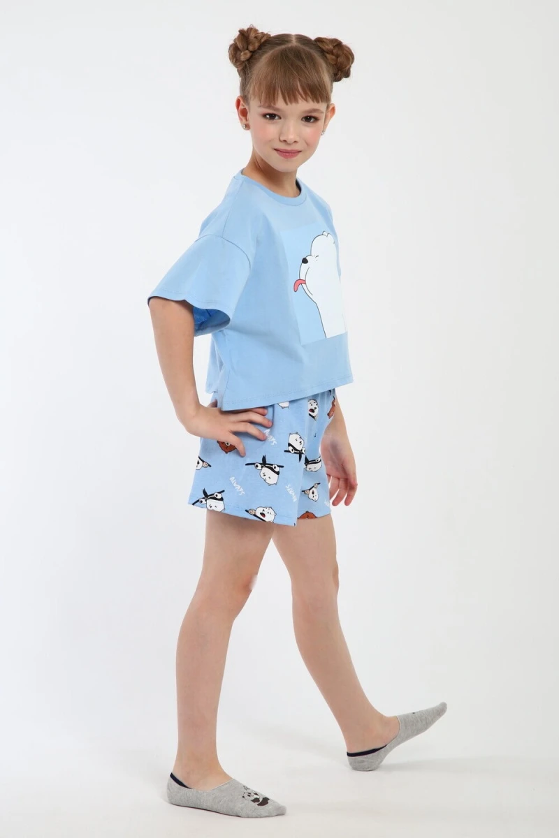 Пижама с шортами Хулиган арт. ПД-019-069 (голубой/голубой)