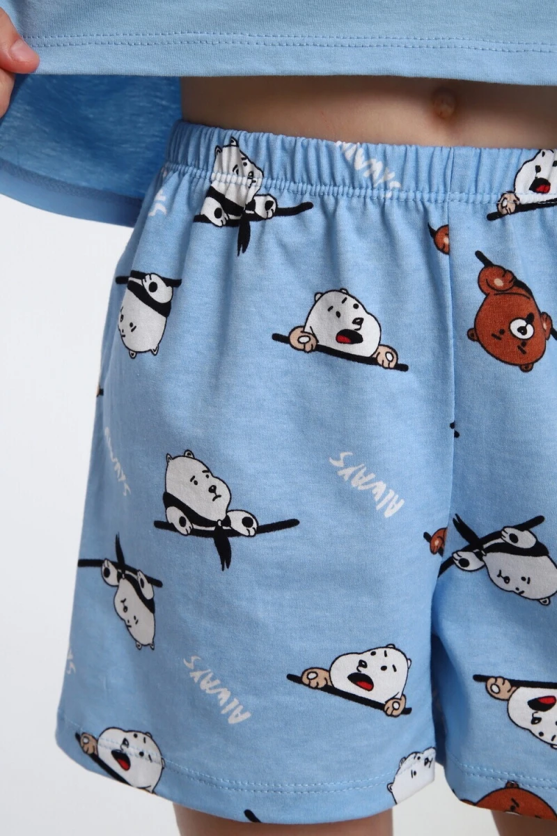 Пижама с шортами Хулиган арт. ПД-019-069 (голубой/голубой)