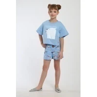 Пижама с шортами Хулиган арт. ПД-019-069 (голубой/голубой)