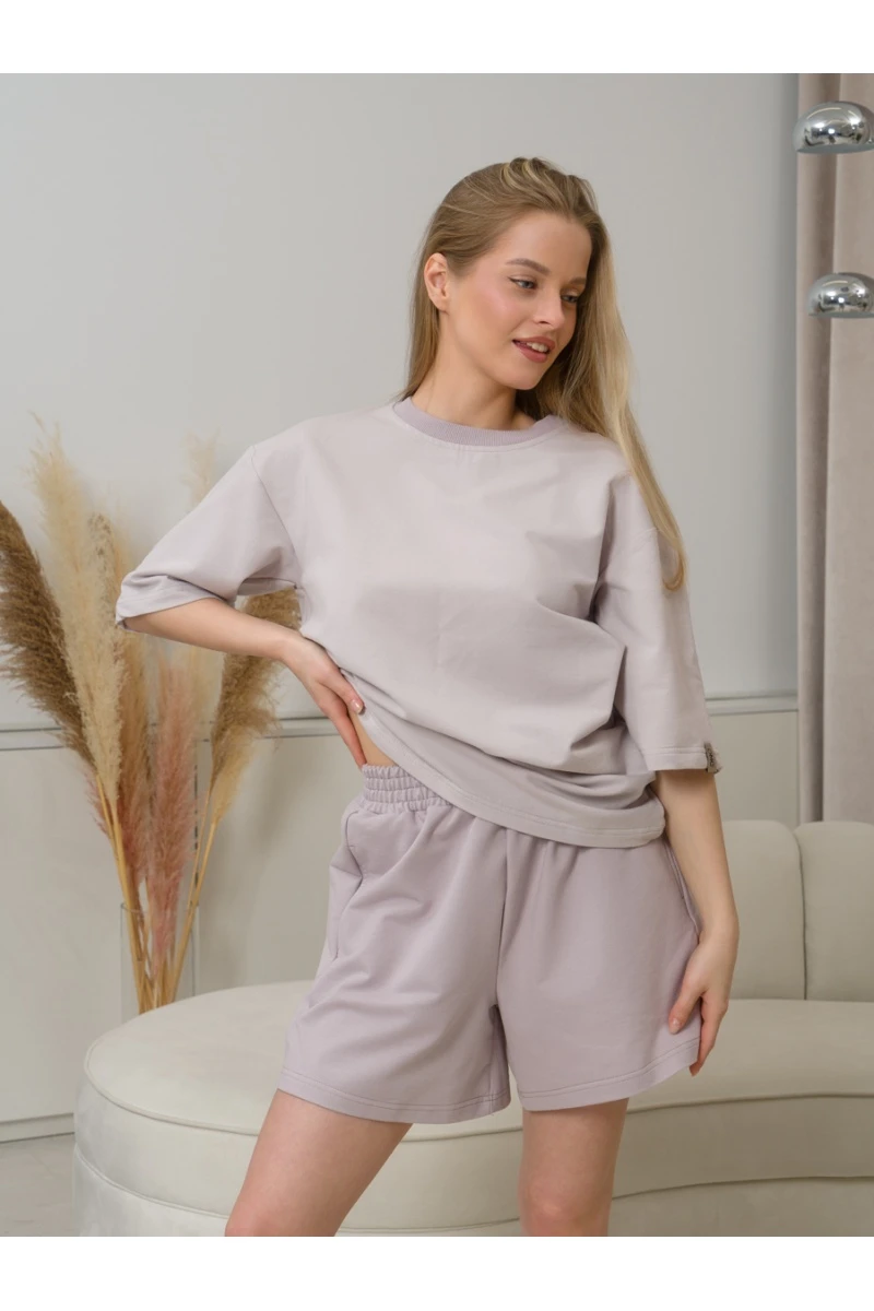 Костюм с шортами с шортами КЖ-01 (светло-серый)