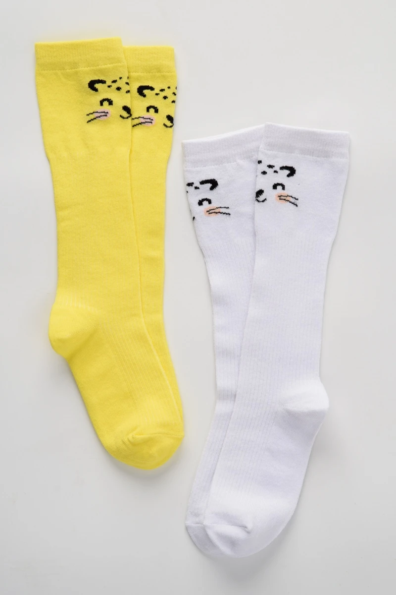Детские гольфы Лео (набор 2 пары) (белый, желтый)