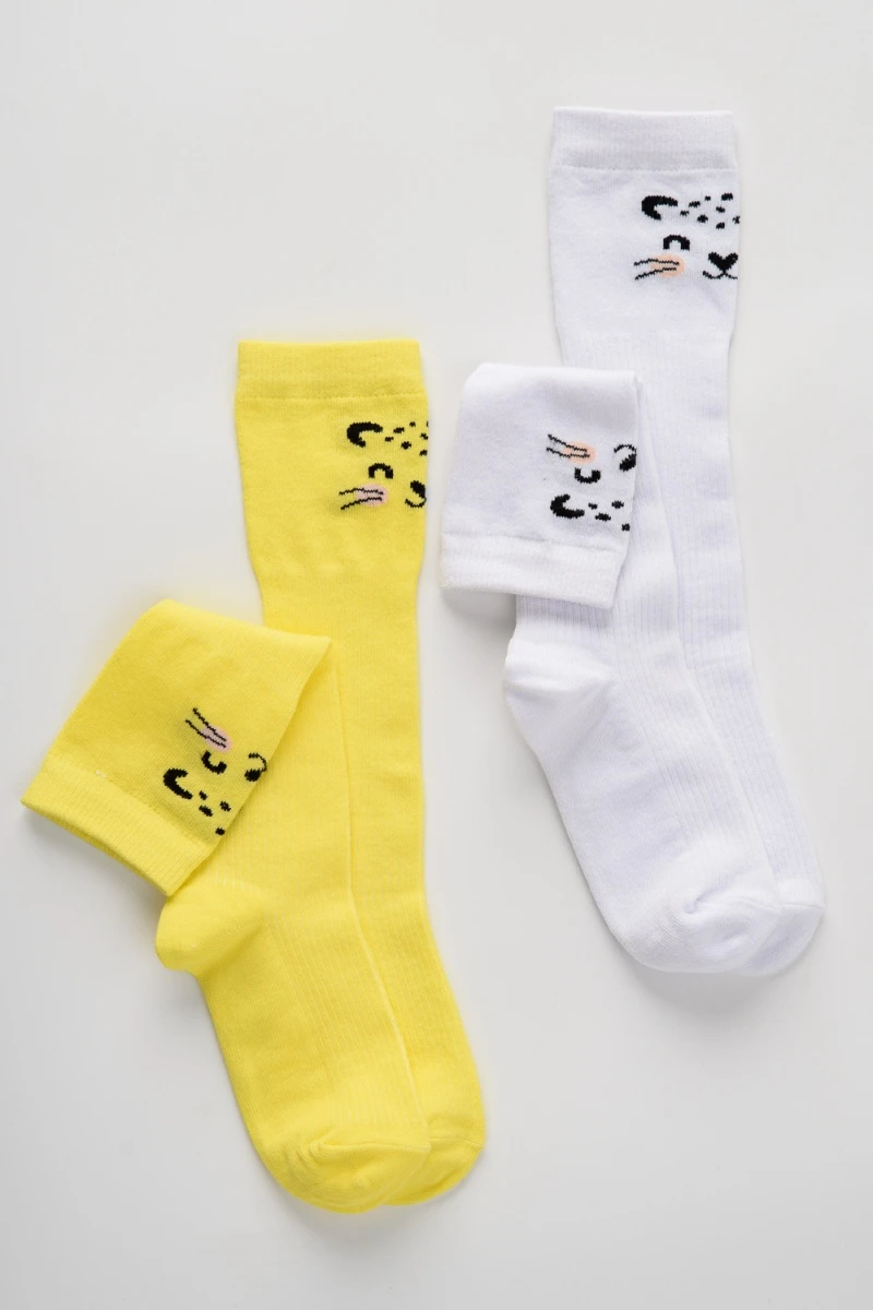 Детские гольфы Лео (набор 2 пары) (белый, желтый)