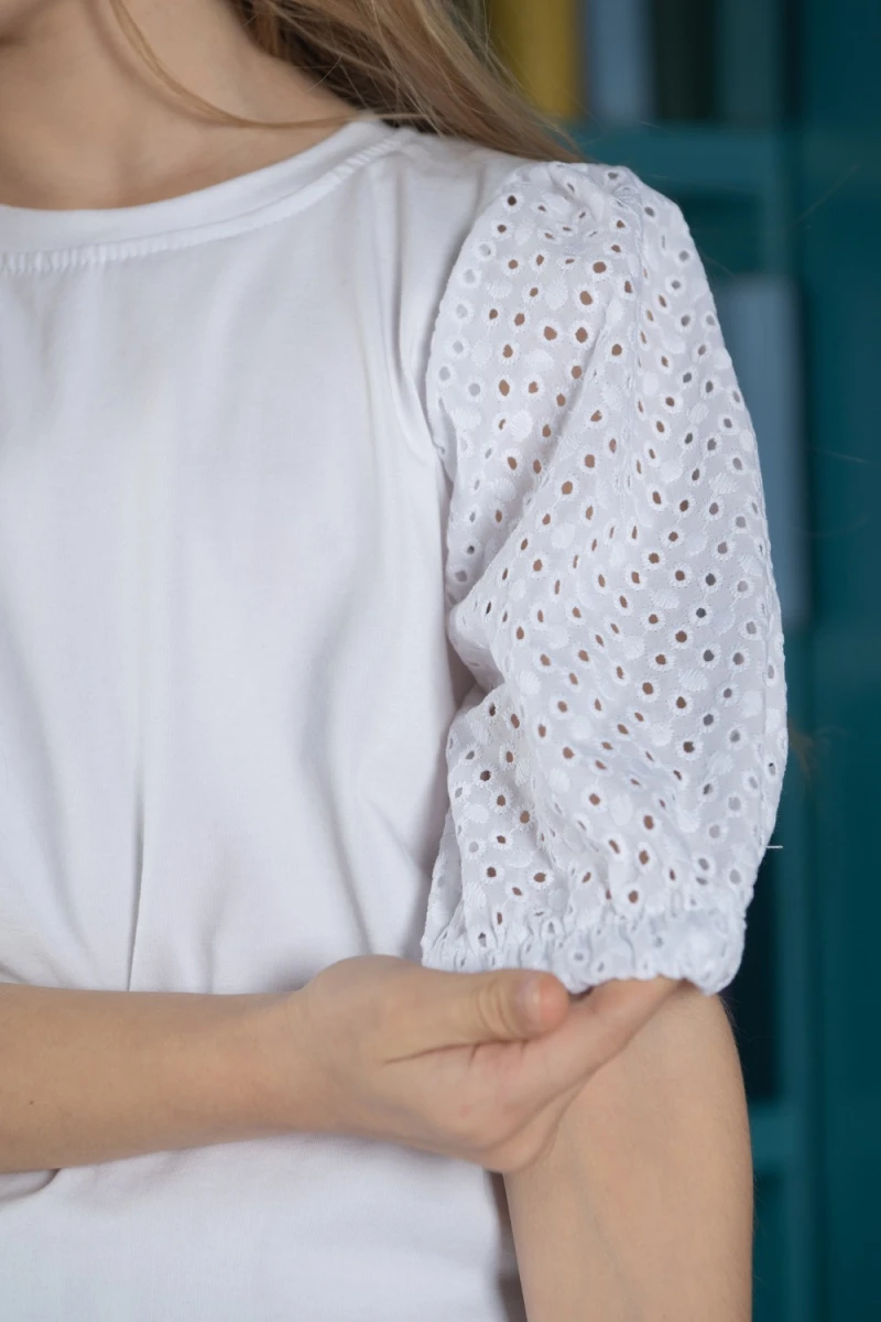 Блузка Ольга короткий рукав (белый)