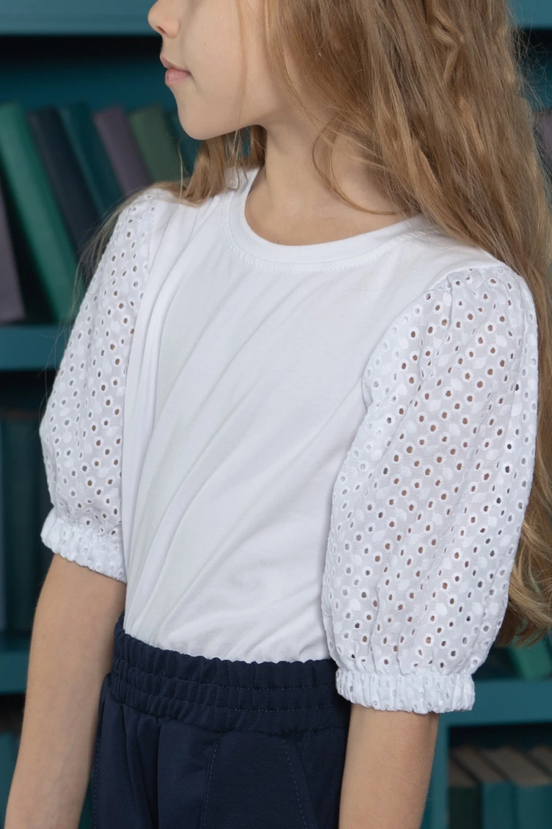 Блузка Ольга короткий рукав (белый)