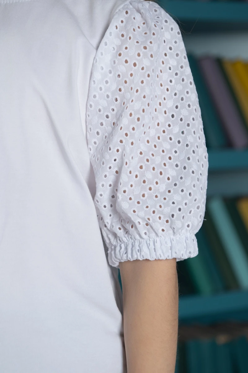 Блузка Ольга короткий рукав (белый)