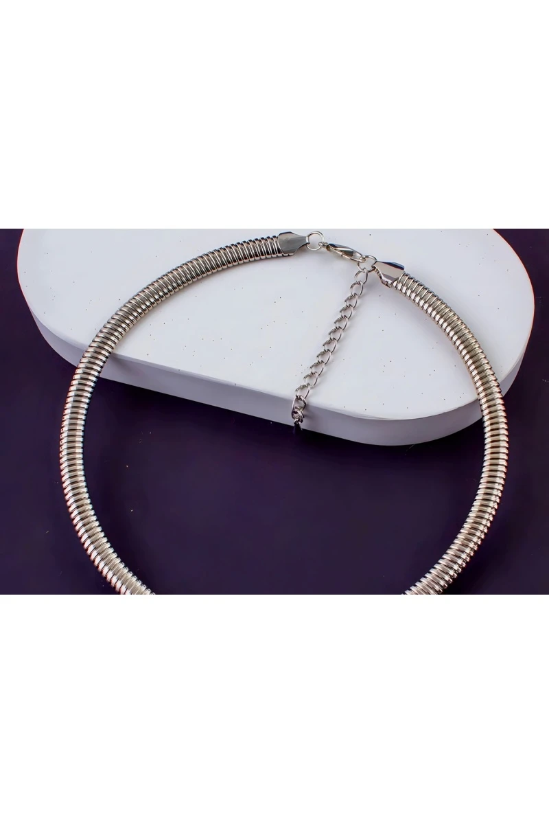 Чокер Дизайнерский Жгут, 8мм + Подарок, подарочная упаковка (серебро)
