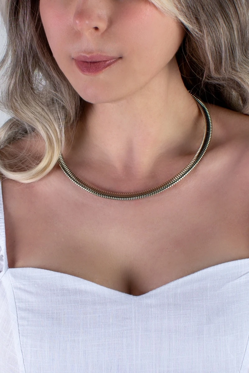 Чокер Дизайнерский Жгут, 8мм + Подарок, подарочная упаковка (серебро)