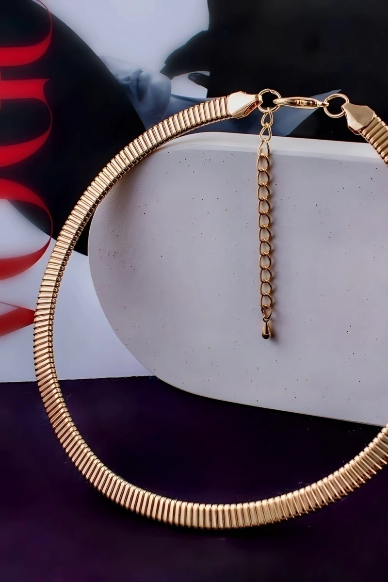 Чокер Дизайнерский Жгут, 8мм + Подарок, подарочная упаковка (золото)