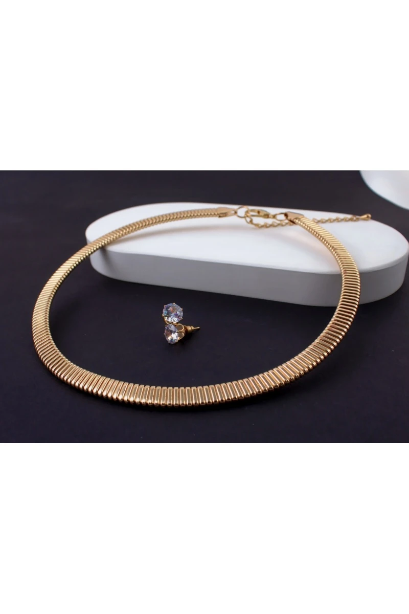 Чокер Дизайнерский Жгут, 8мм + Подарок, подарочная упаковка (золото)