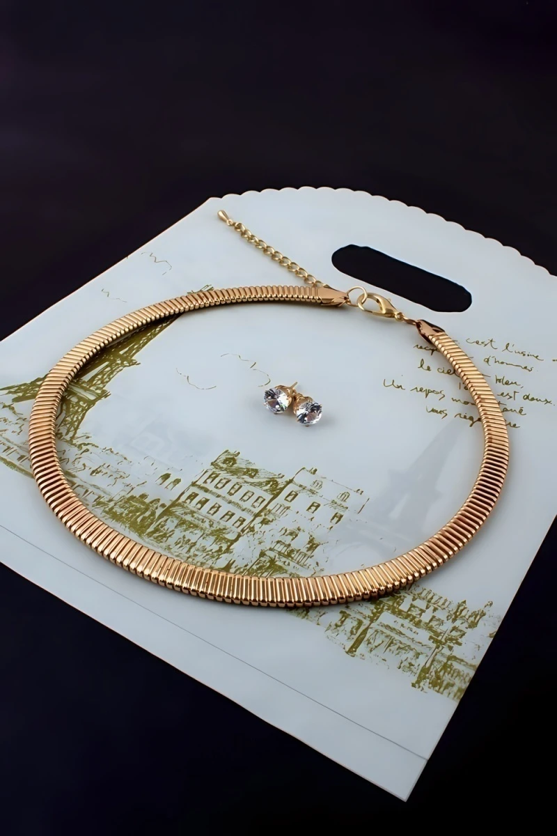 Чокер Дизайнерский Жгут, 8мм + Подарок, подарочная упаковка (золото)