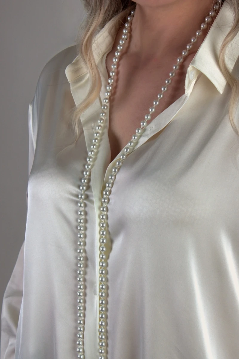 Набор бижутерии 3в1: Бусы жемчуг длинные сотуар 120см(60)+жемчужные пусеты + Подарок, в подарочном мешочке (Холодный жемчуг)