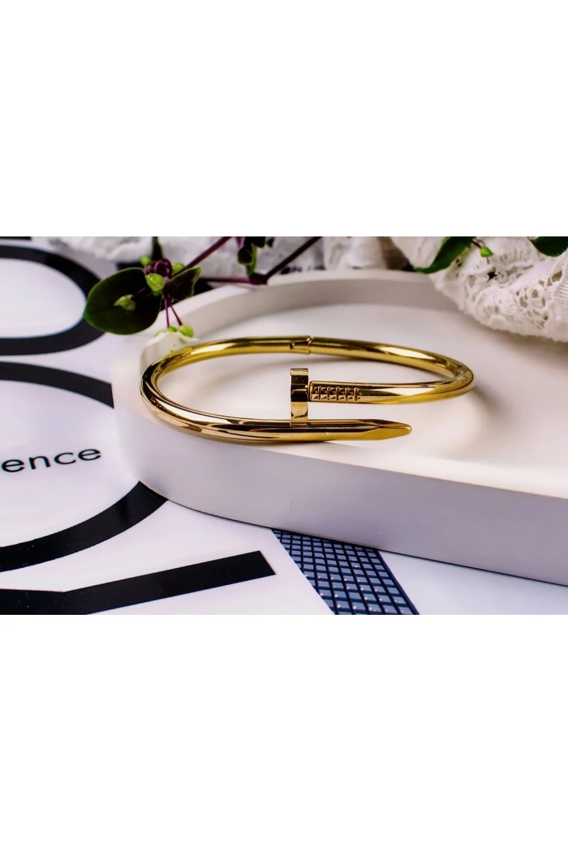 Браслет Гипоаллергенный из медицинского сплава, в стиле Картье Гвоздь + Подарок, в подарочном мешочке (золото)