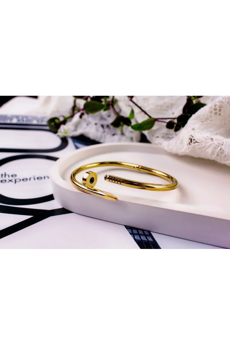 Браслет Гипоаллергенный из медицинского сплава, в стиле Картье Гвоздь + Подарок, в подарочном мешочке (золото)