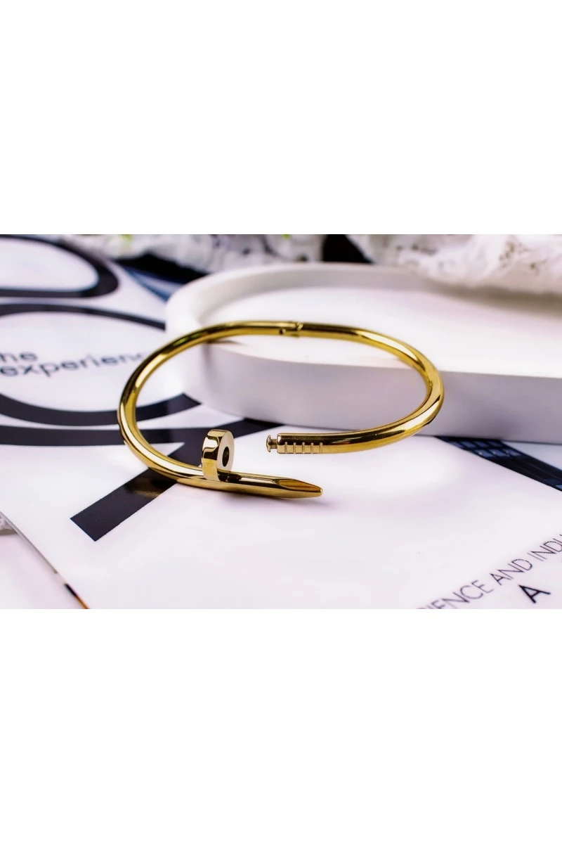 Браслет Гипоаллергенный из медицинского сплава, в стиле Картье Гвоздь + Подарок, в подарочном мешочке (золото)