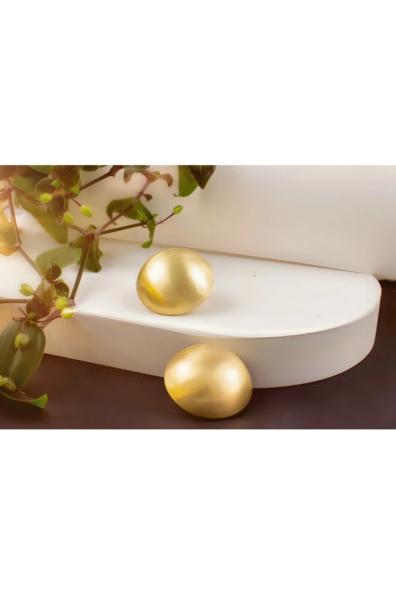 Серьги Суперлегкие Полусфера + Подарок (матовая латунь)