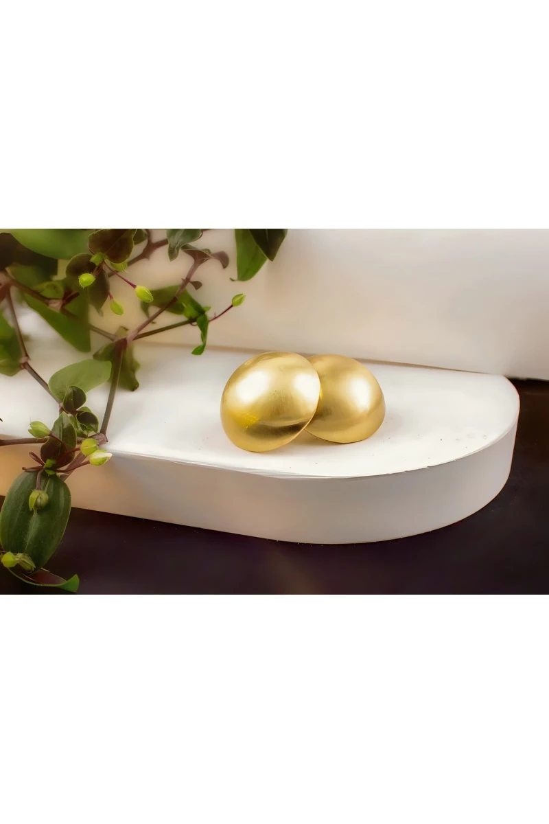 Серьги Суперлегкие Полусфера + Подарок (матовая латунь)