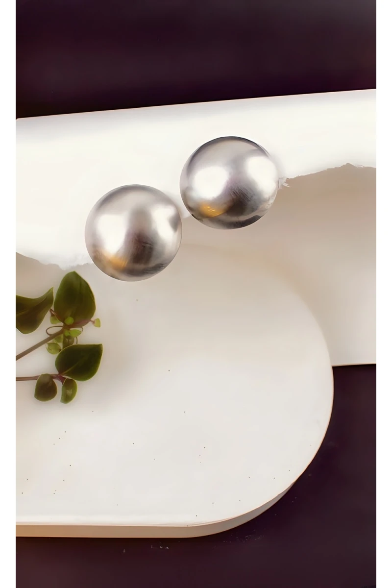 Серьги Суперлегкие Полусфера + Подарок (матовое серебро)