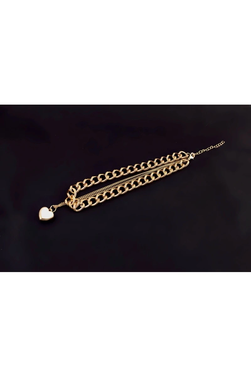 Колье Сердце двустороннее + Подарок (золото)