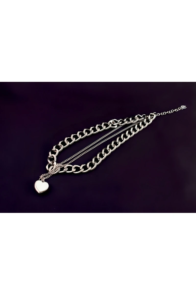 Колье Сердце двустороннее + Подарок (серебро)