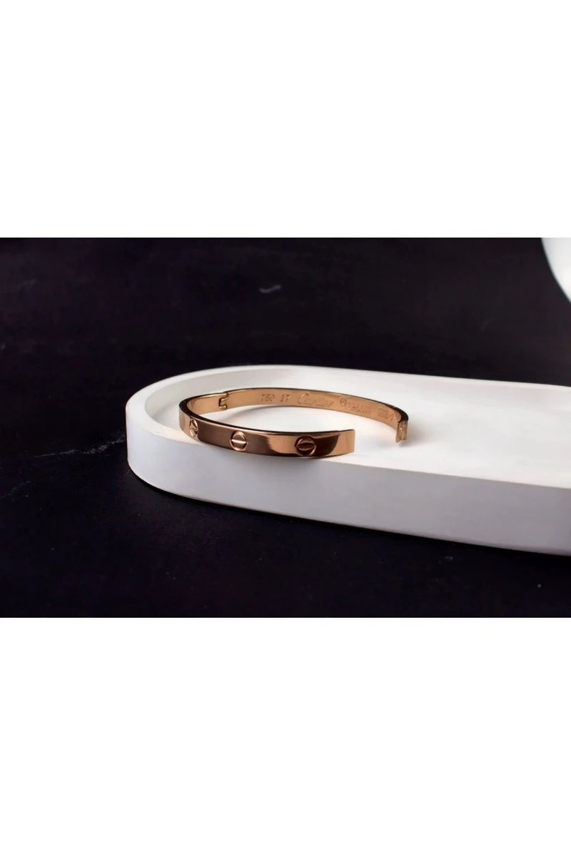 Браслет Стальной Картье Love + Подарок (розовое золото)