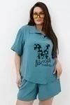 Костюм с шортами с печатью 52469 (изумрудный)