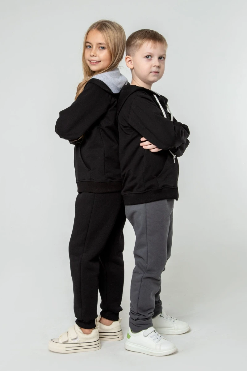 Детская худи зип 25-08 (черный)