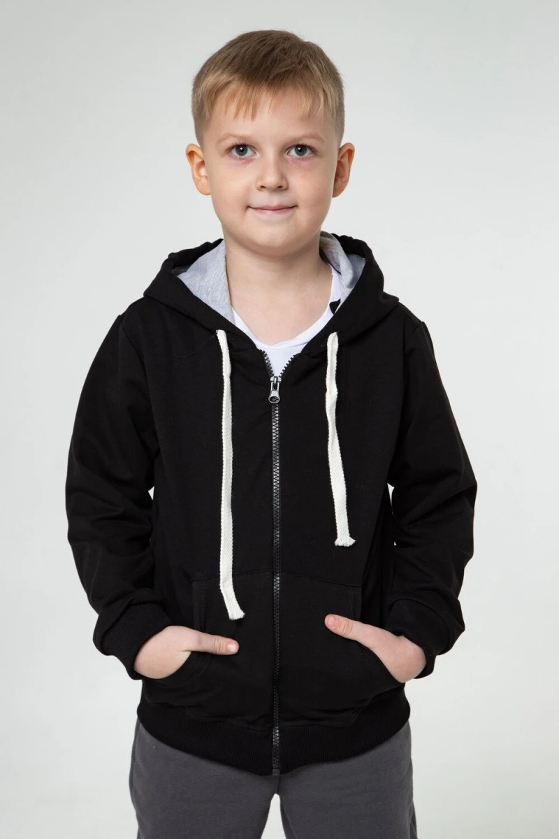 Детская худи зип 25-08 (черный)