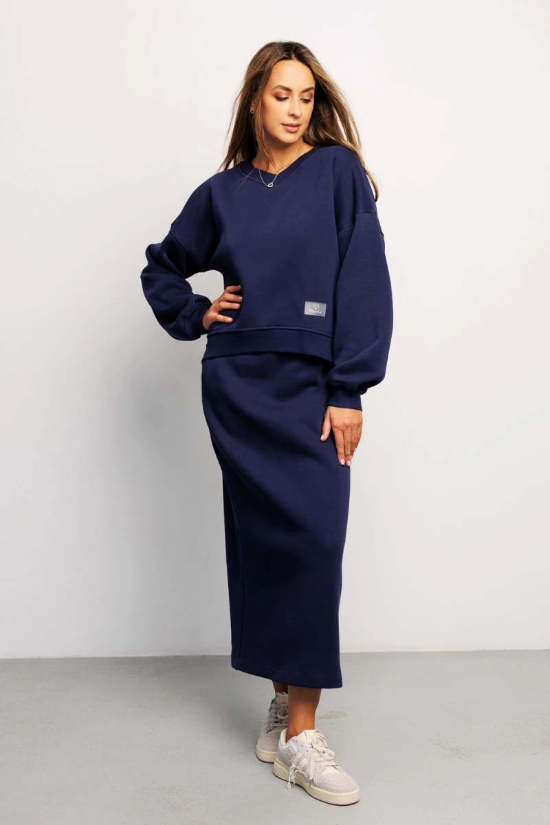 Юбка с разрезом 388DNV (темно-синий)