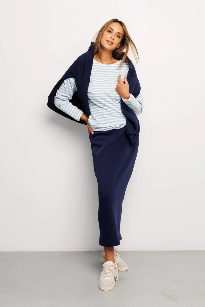 Юбка с разрезом 388DNV (темно-синий)