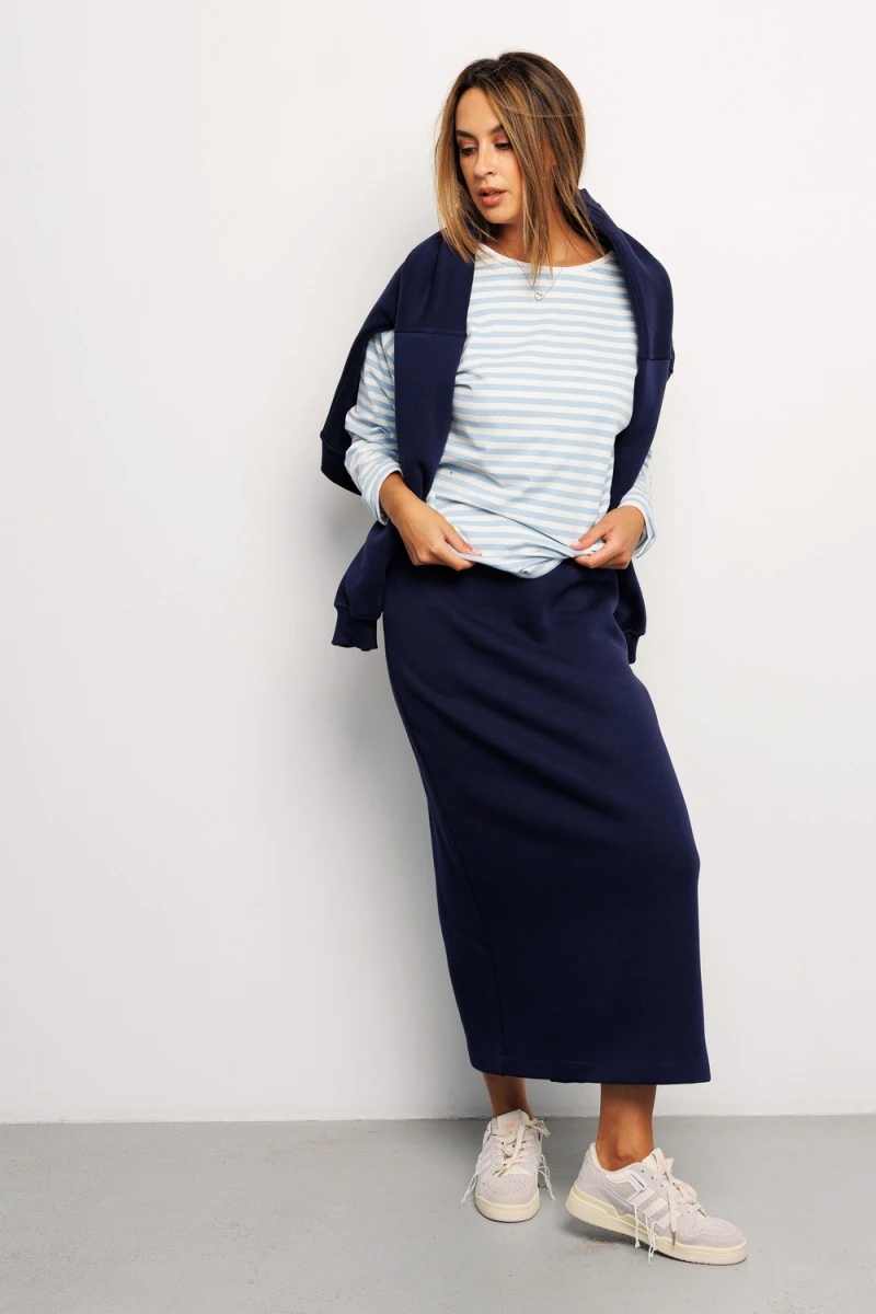 Юбка с разрезом 388DNV (темно-синий)