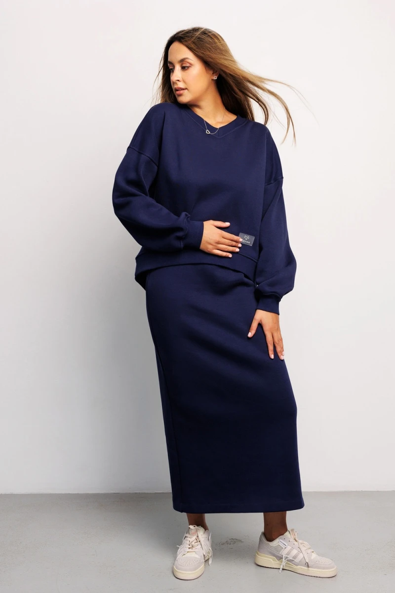 Юбка с разрезом 388DNV (темно-синий)