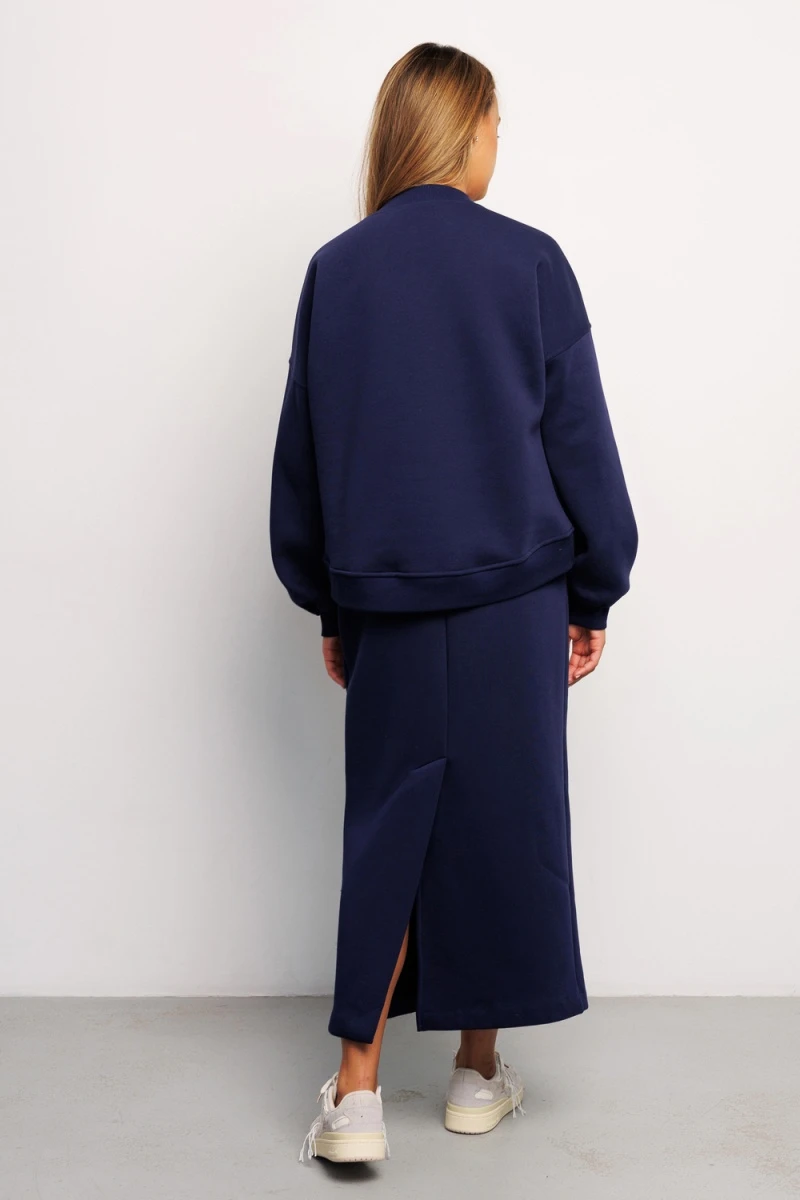 Юбка с разрезом 388DNV (темно-синий)