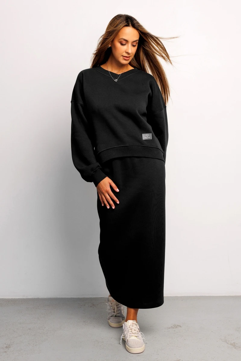 Юбка с разрезом 388BLK (черный)