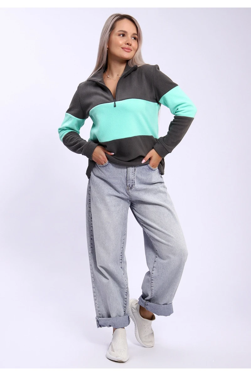 Толстовка 654 (серый+ментол)