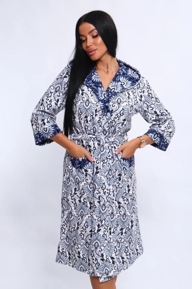 Халат 210 серый+цветы (серый/цветы)