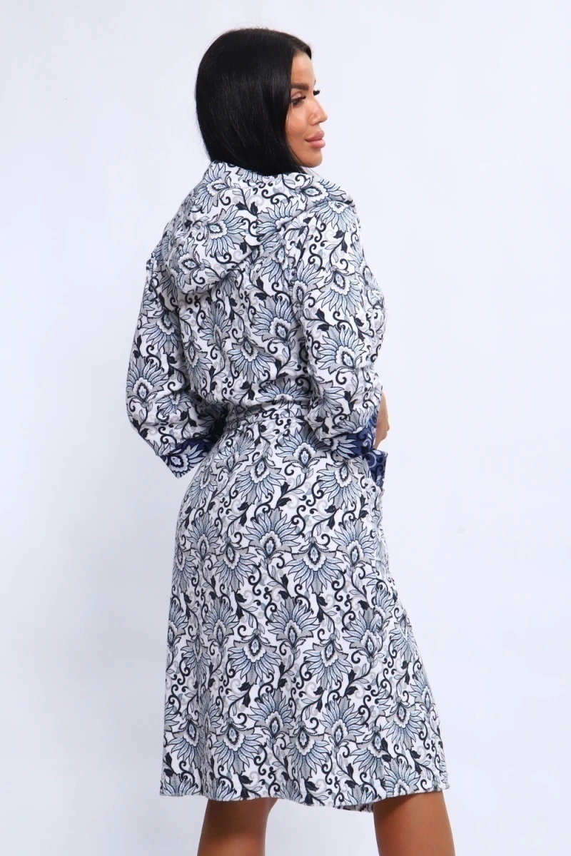 Халат 210 серый+цветы (серый/цветы)